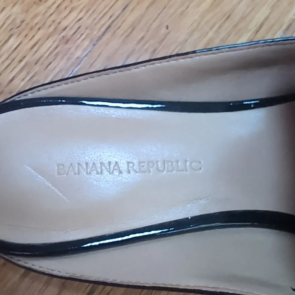 Banana Republic Black Patent Leather Mules With Navy Velvet Bows Festive Holiday - Picture 4 of 8